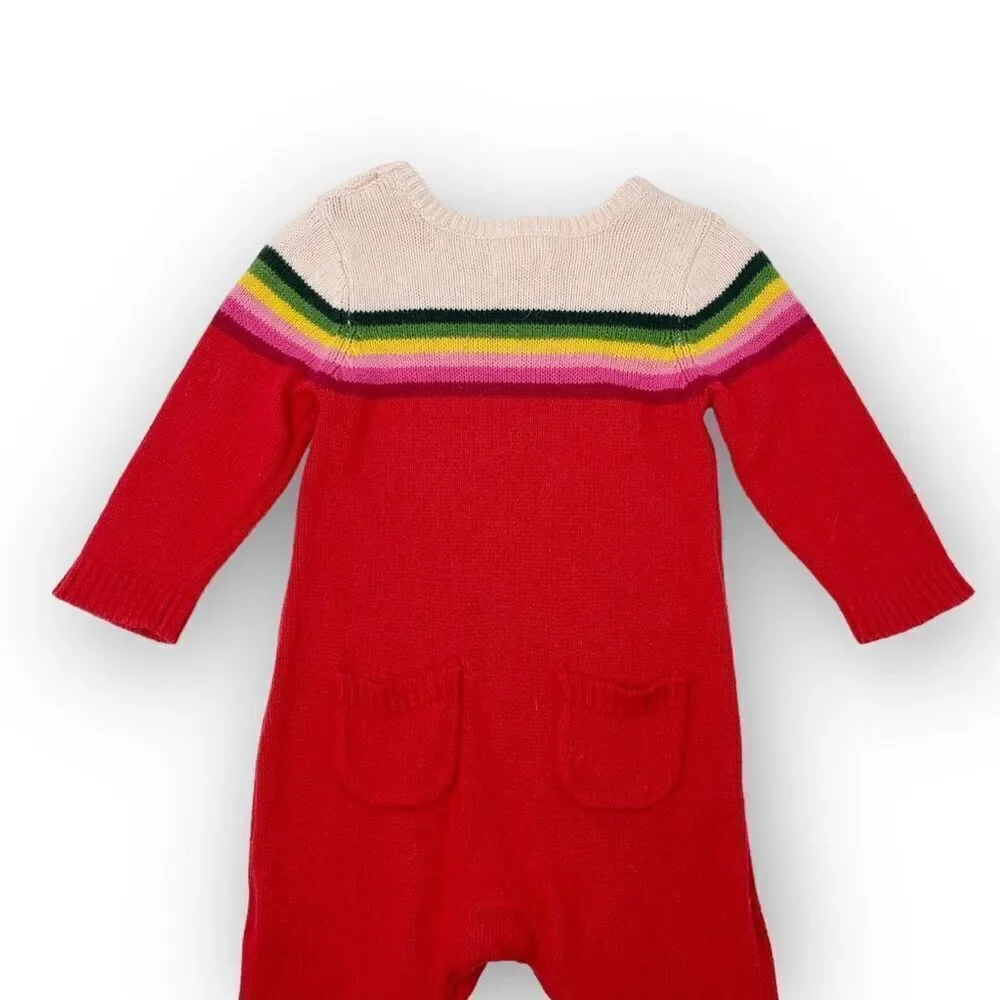Gymboree Knit Red Rainbow Romper One Piece Baby Size 3-6 Months
